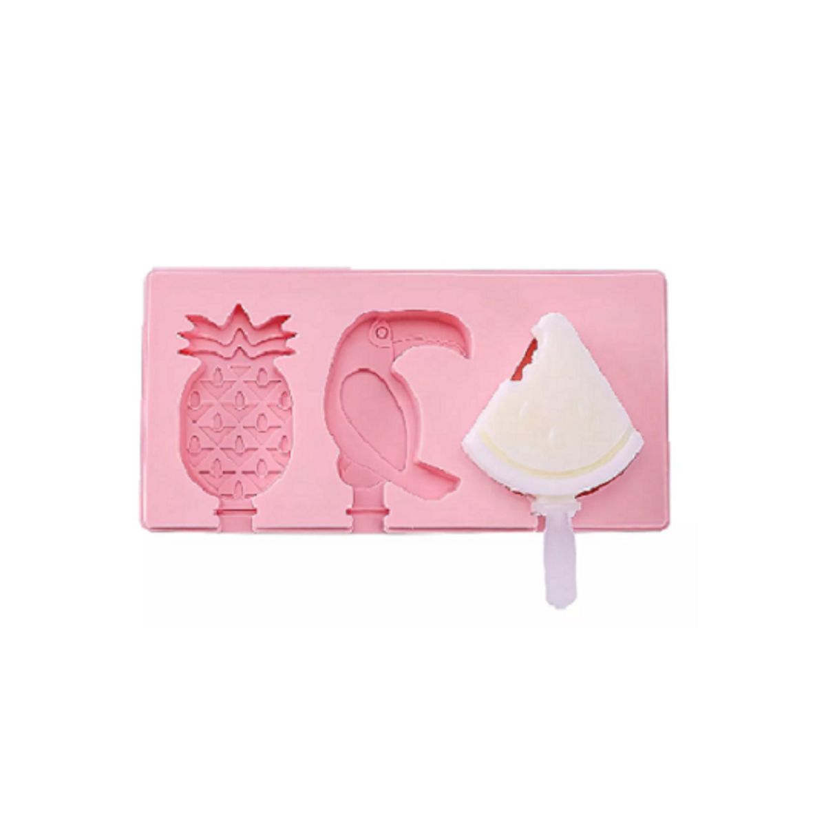 GENERICO - Pack de 3 Moldes de Helado de Silicona para Mini Paletas Rosa