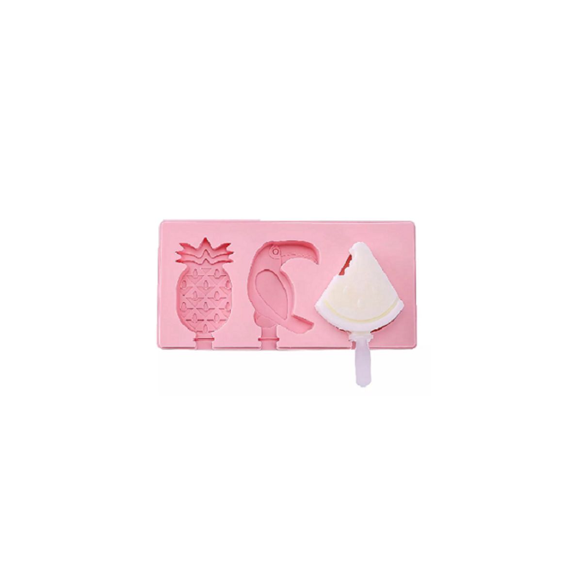 GENERICO - Pack de 3 Moldes de Helado de Silicona para Mini Paletas Rosa