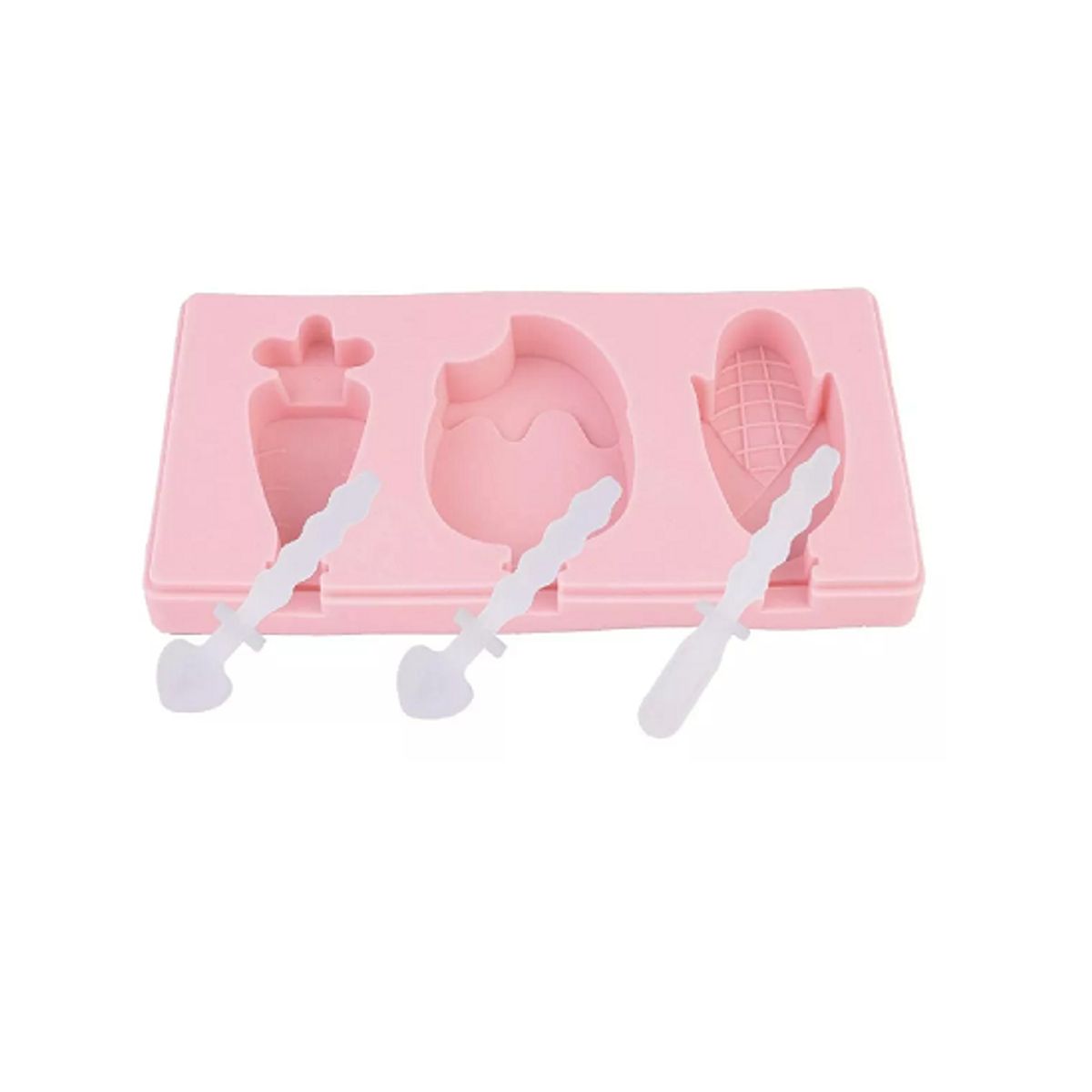 GENERICO - Pack de 3 Moldes de Helado de Silicona para Mini Paletas Rosa