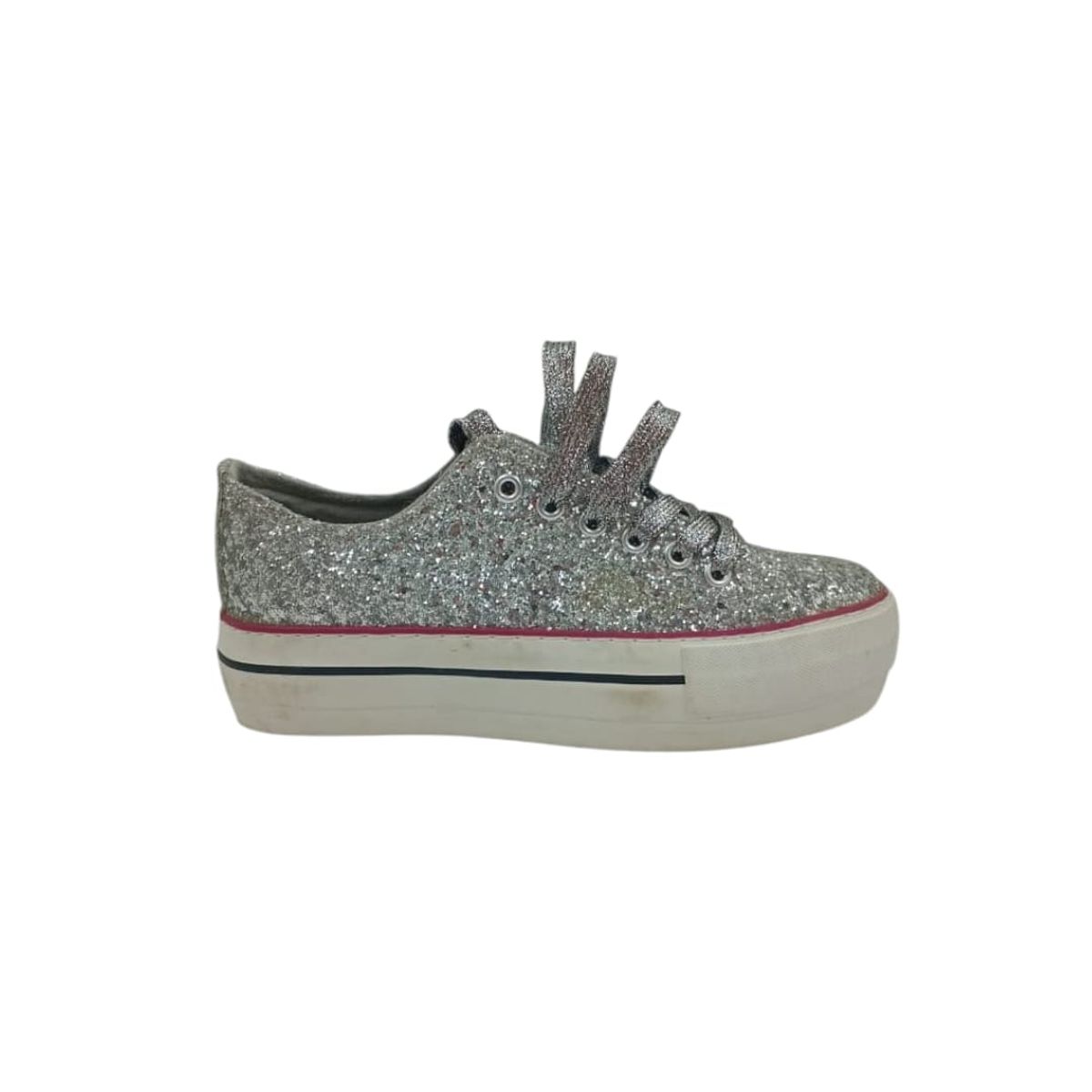 HERIEL - Zapatilla Plateada Glitter Mujer