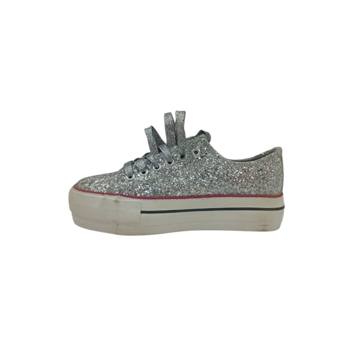 HERIEL - Zapatilla Plateada Glitter Mujer