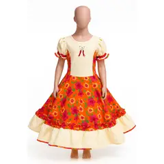 GENERICO - Vestido Huasa China Cueca Niña Talla 10-12 Naranjo