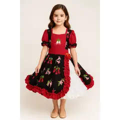 GENERICO - Vestido Huasa China Cueca Niña Talla 7-9 Negro Copihue