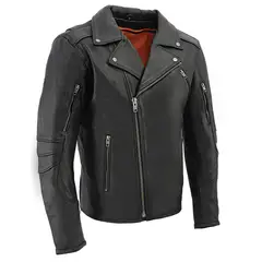 MILWAUKEE LEATHER - - Chaqueta de Cuero Negra con Cierre Cruzado
