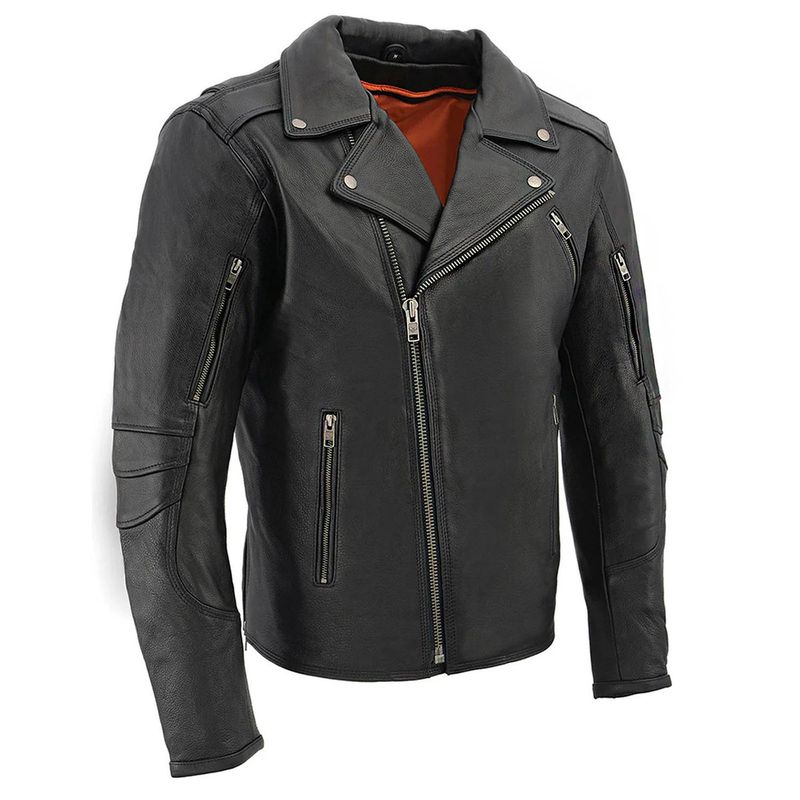 MILWAUKEE LEATHER - MILWAUKEE LEATHER - Chaqueta de Cuero Negra con Cierre Cruzado