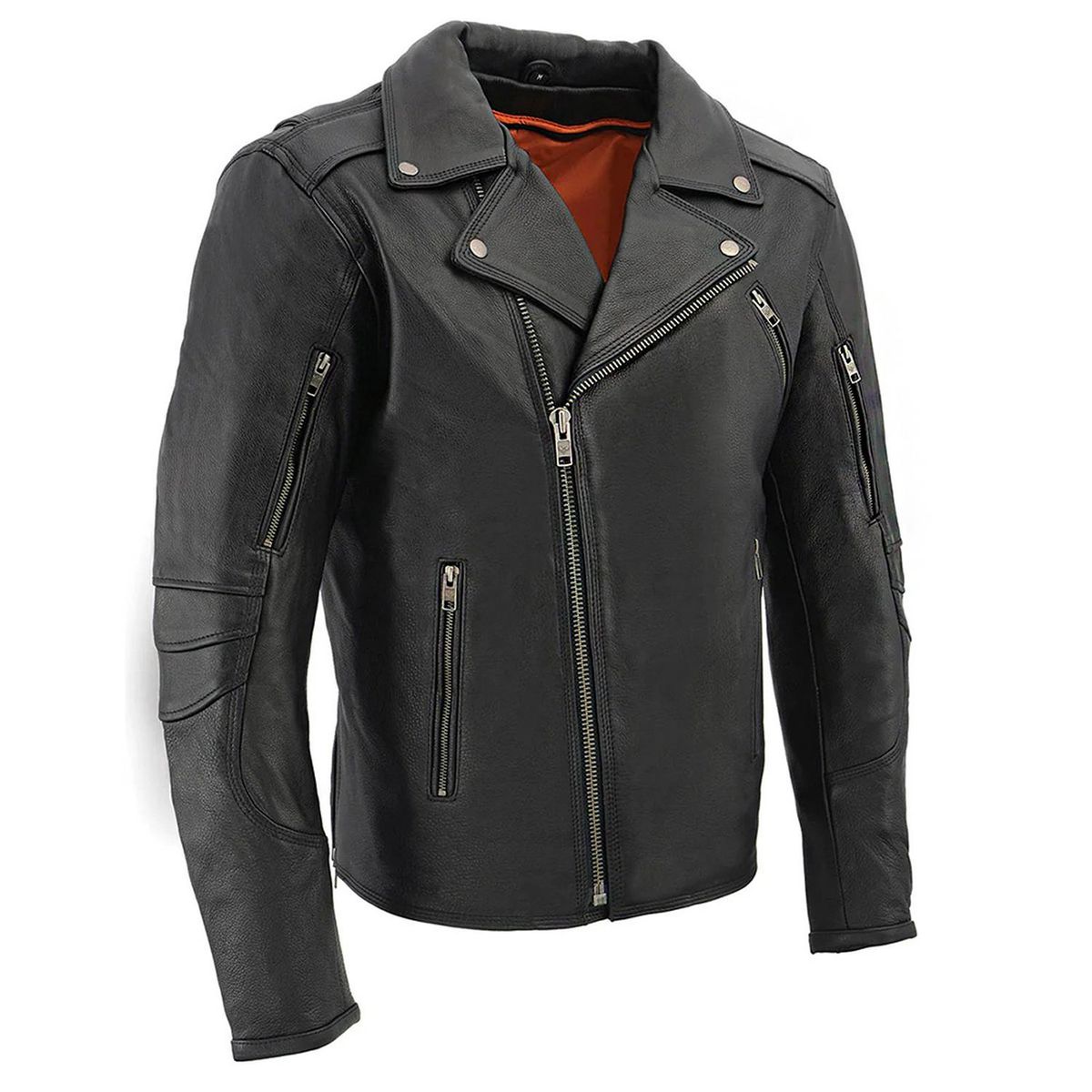 MILWAUKEE LEATHER - MILWAUKEE LEATHER - Chaqueta de Cuero Negra con Cierre Cruzado