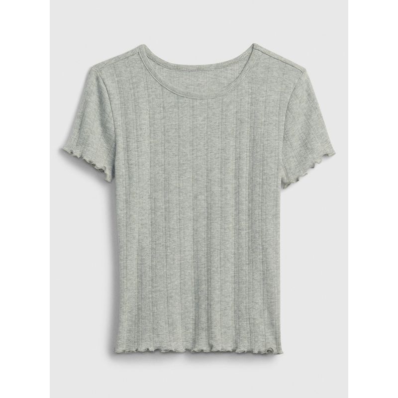 GAP - Polera Niña Pointelle Manga Corta Gris Gap