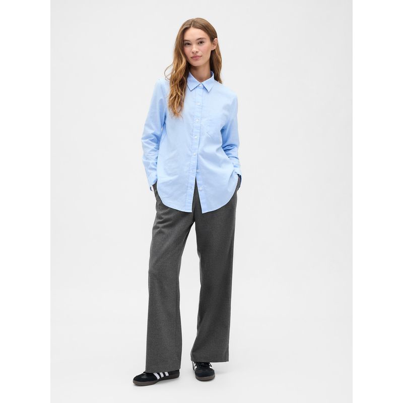 GAP - Pantalón Mujer Wide Wool Gris Gap
