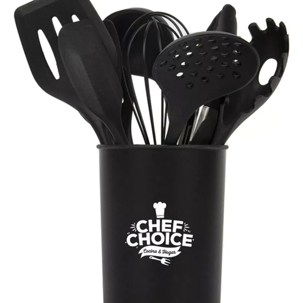 GENERICO - Set de 12 Utensilios de Cocina de Silicona Antiadherentes Negro