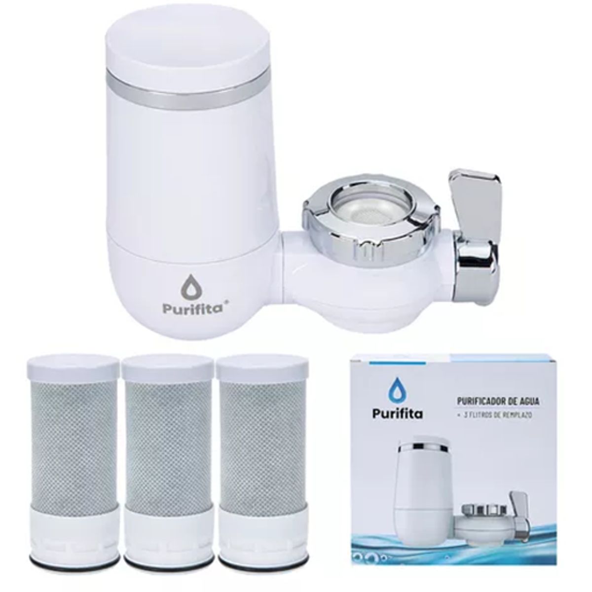 GENERICO - Purificador de agua para llave grifo Purifita + filtros extra