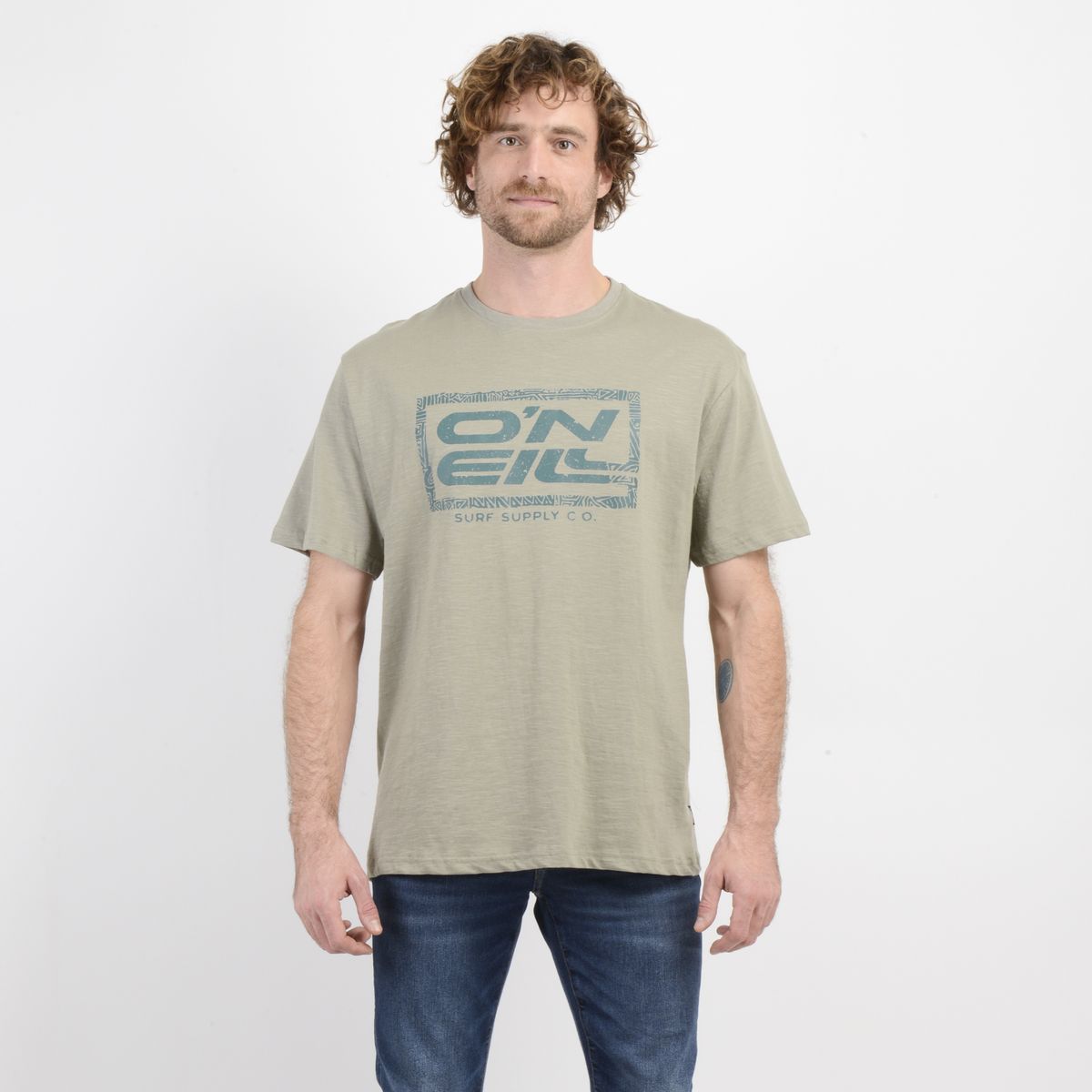 O'NEILL - POLERA MANGA CORTA RETRO SQUARE VERDE OSCURO