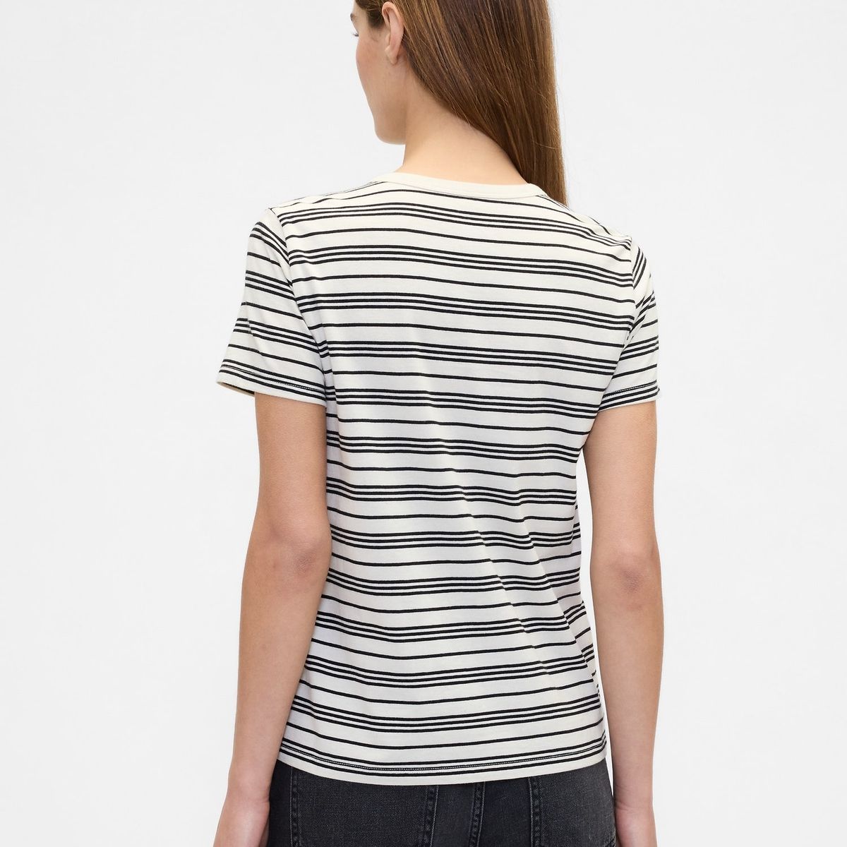 GAP - Polera Mujer Crew Stripe Manga Corta Beige Gap