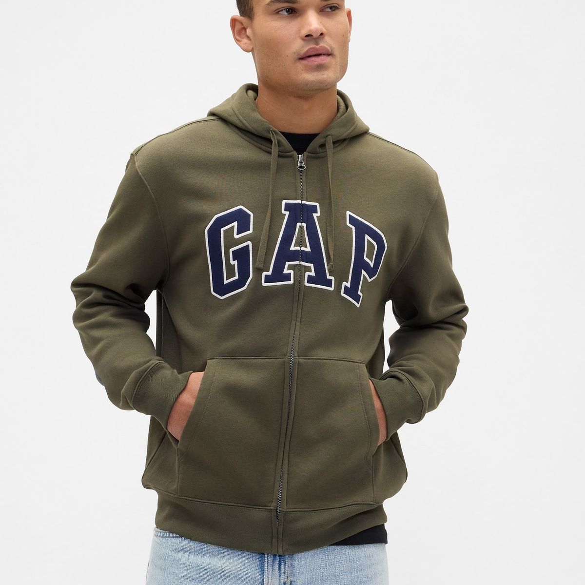GAP - Polerón Hombre Gap Relaxed Clásico Logo Con Cierre Verde