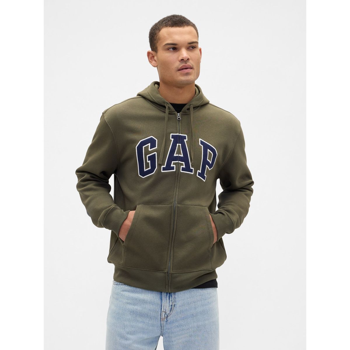 GAP - Polerón Hombre Gap Relaxed Clásico Logo Con Cierre Verde