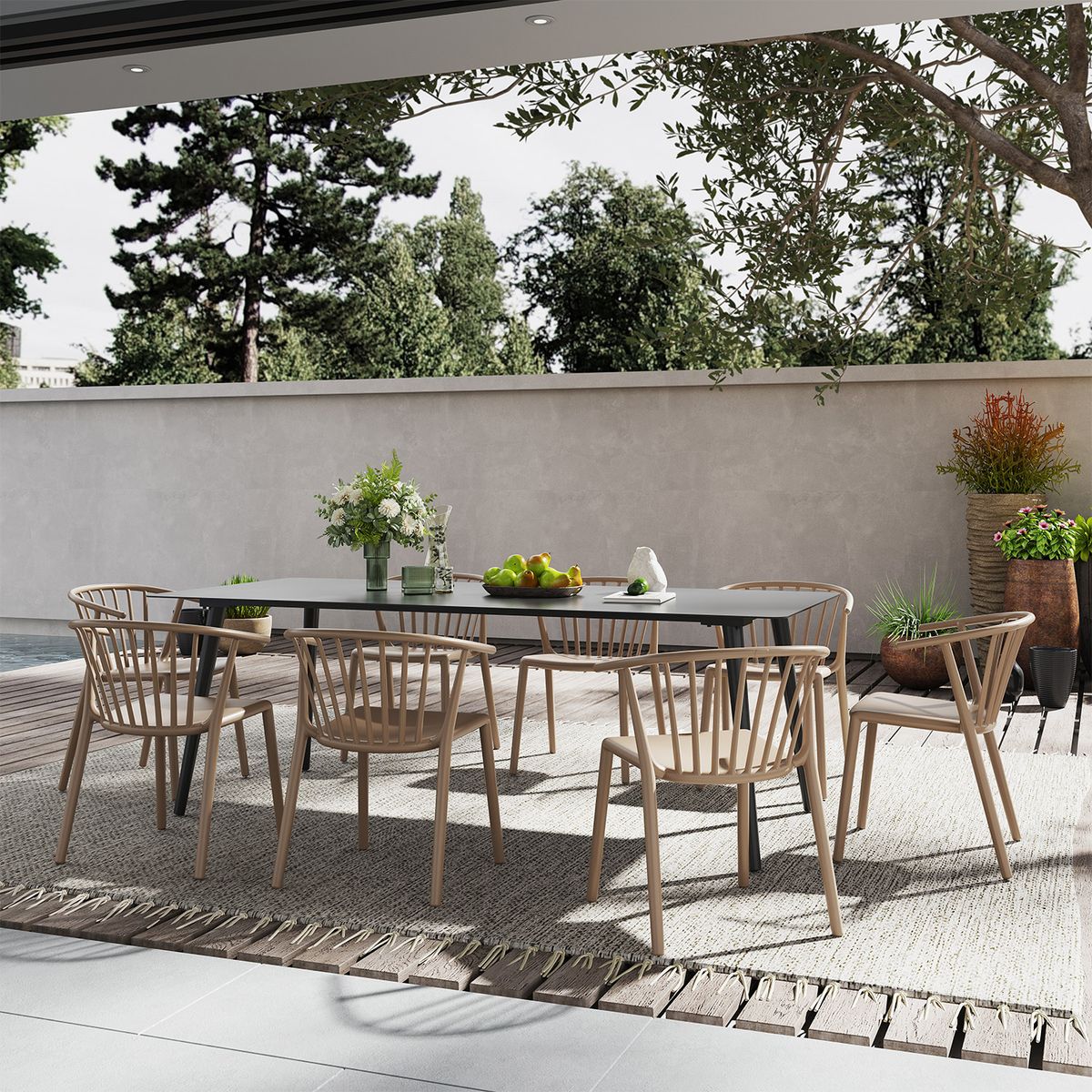 DECO EXTERIOR - Mesa Comedor Aluminio Nikko 220 - negra