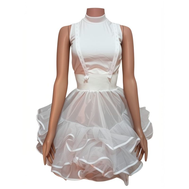 GENERICO - Falso Vestido Cueca Adulto 3 Ruedos con Tirantes Talla S