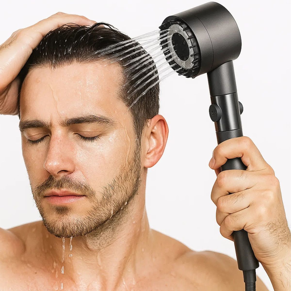 MOVI - CABEZAL DE DUCHA 4 EN 1 con Manguera Flexible de 1.50 cms