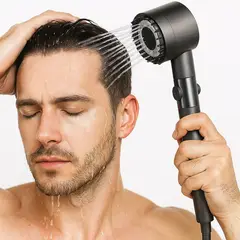 MOVI - CABEZAL DE DUCHA 4 EN 1 con Manguera Flexible de 1.50 cms