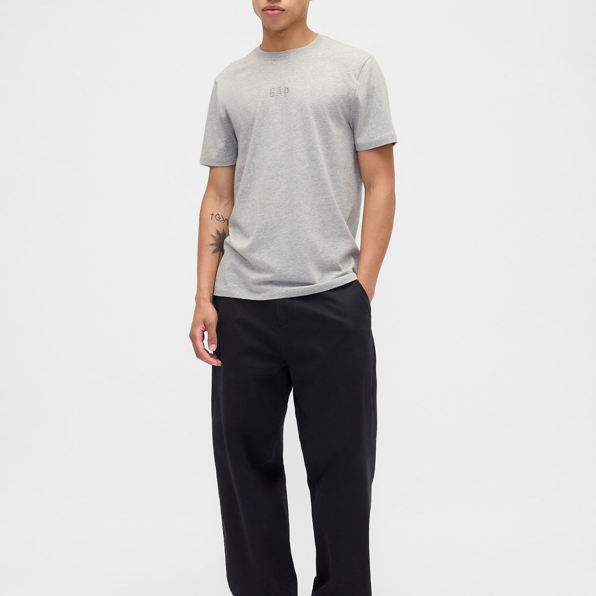 GAP - Polera Hombre Gap Mini Logo V25 Manga Corta Gris
