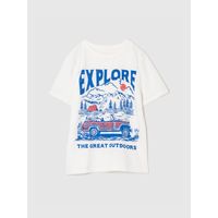 Polera Niño Explore Manga Corta Blanco