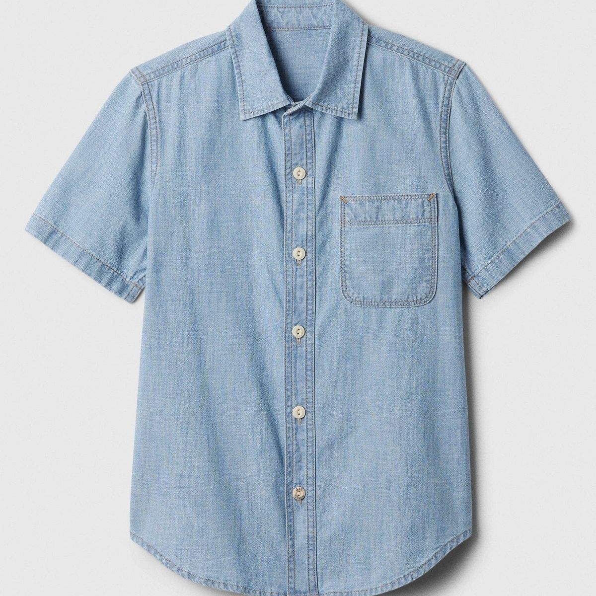 GAP - Camisa Niño Denim Manga Corta Celeste Gap