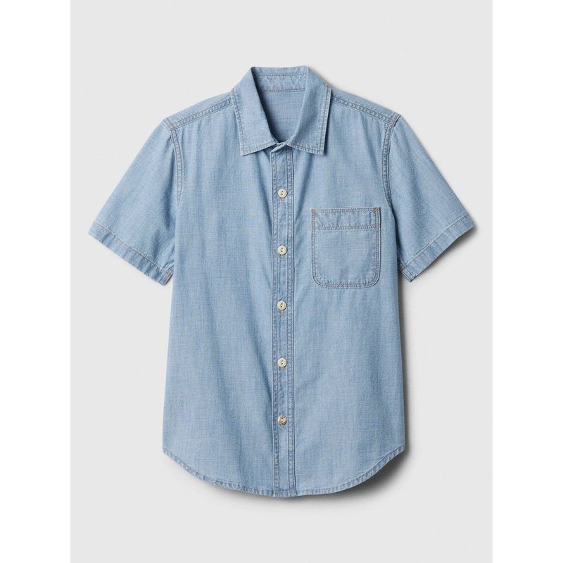 GAP - Camisa Niño Denim Manga Corta Celeste Gap