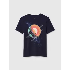 GAP - Polera Niño Gráfica Manga Corta Azul Marino