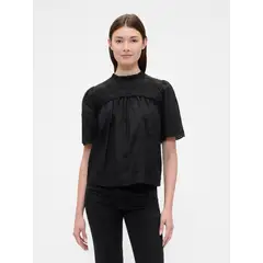GAP - Blusa Mujer Eyelet 22 Manga Corta Negro