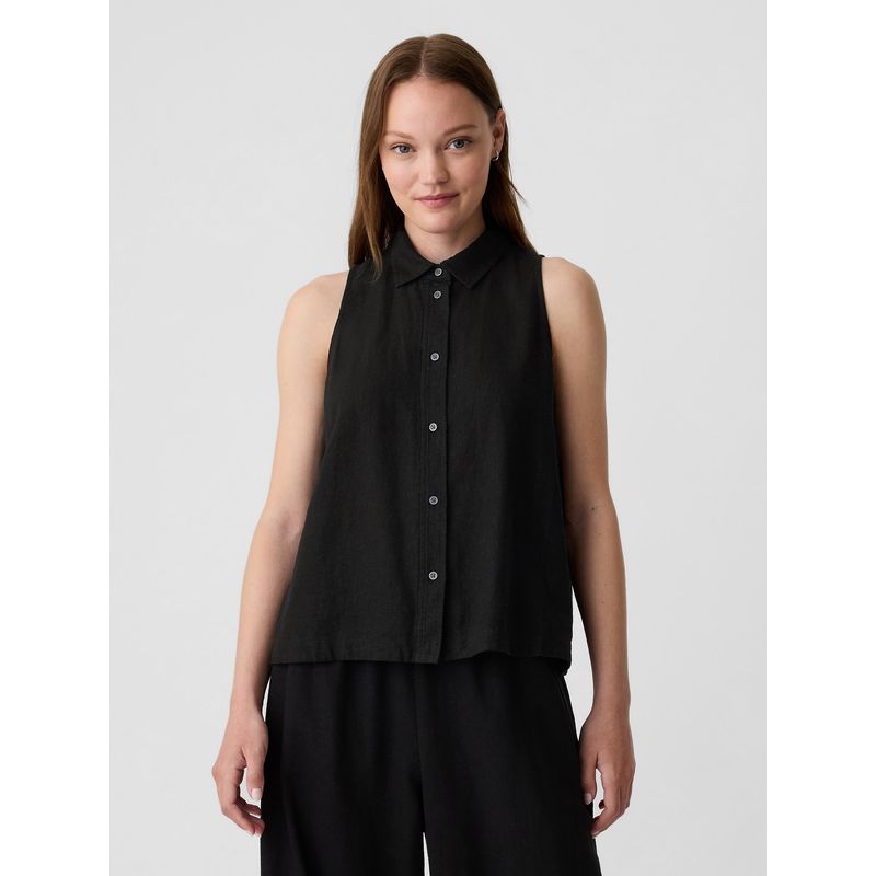 GAP - Blusa Mujer Crop Sin Manga Negro Gap