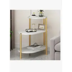 GENERICO - Mesa de centro 3 niveles decorativa ovalada color blanco