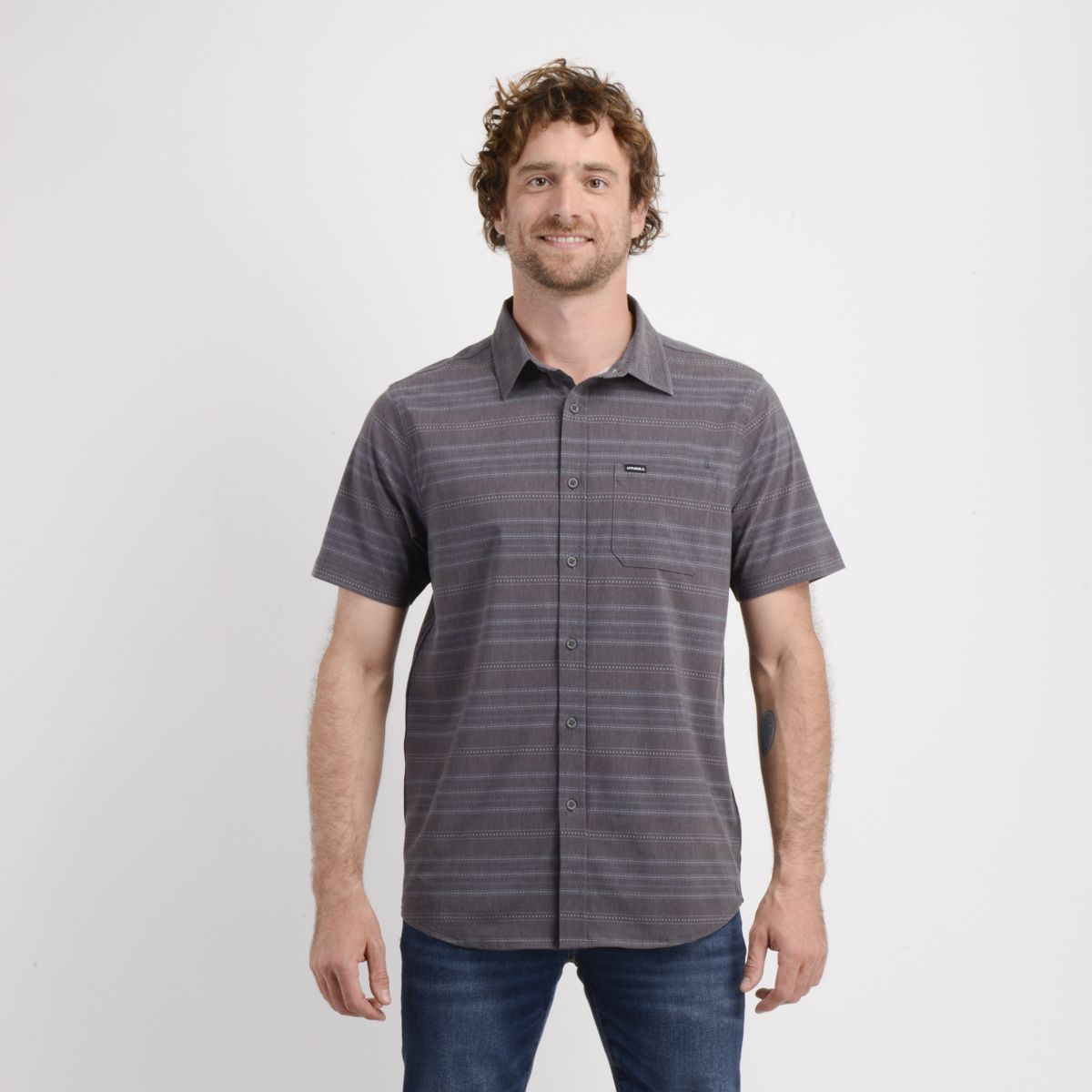 O'NEILL - CAMISA MANGA CORTA TRVLR TRAVERSE STRIPE GRIS OSCURO