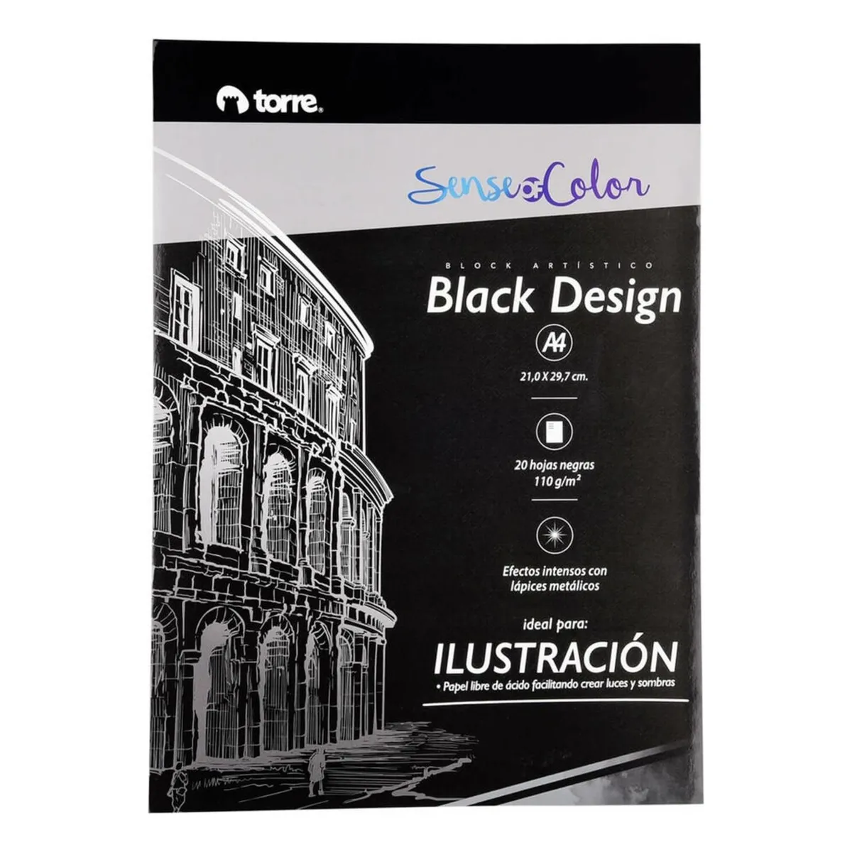 TORRE - Block Artístico Black A4 20h Negras Sense Of Color Torre