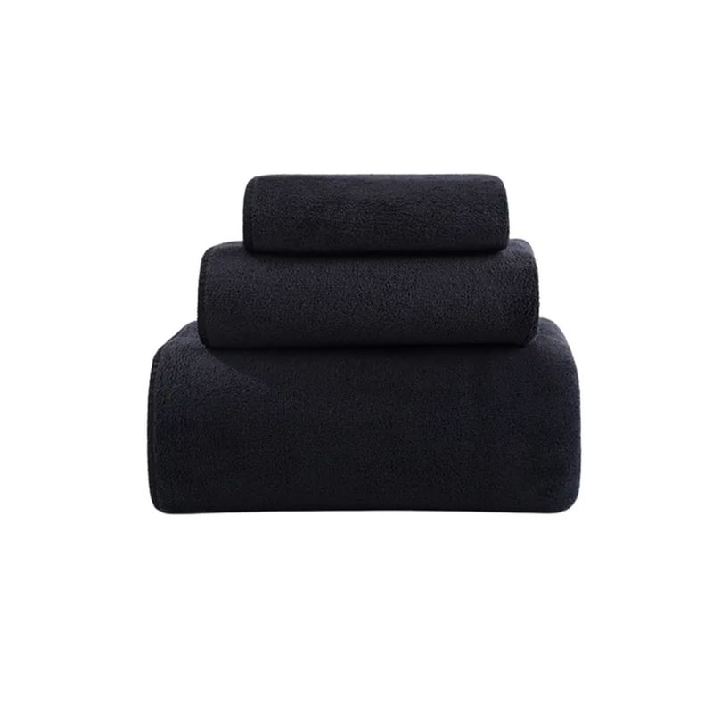 VISUALHEX LIMITADA - Pack 3 Toallas Baño De Cuerpo Pelo Y Cara Microfibra Negro