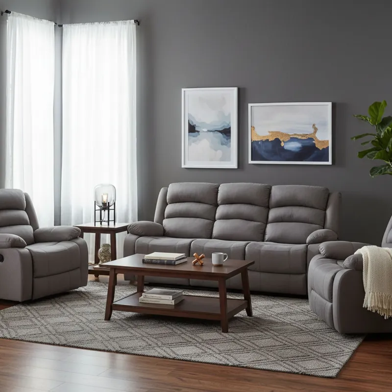 DANIELS - Living Reclinable Eléctrico Sofá 3 Cuerpos +2 Bergers 8041GRPW