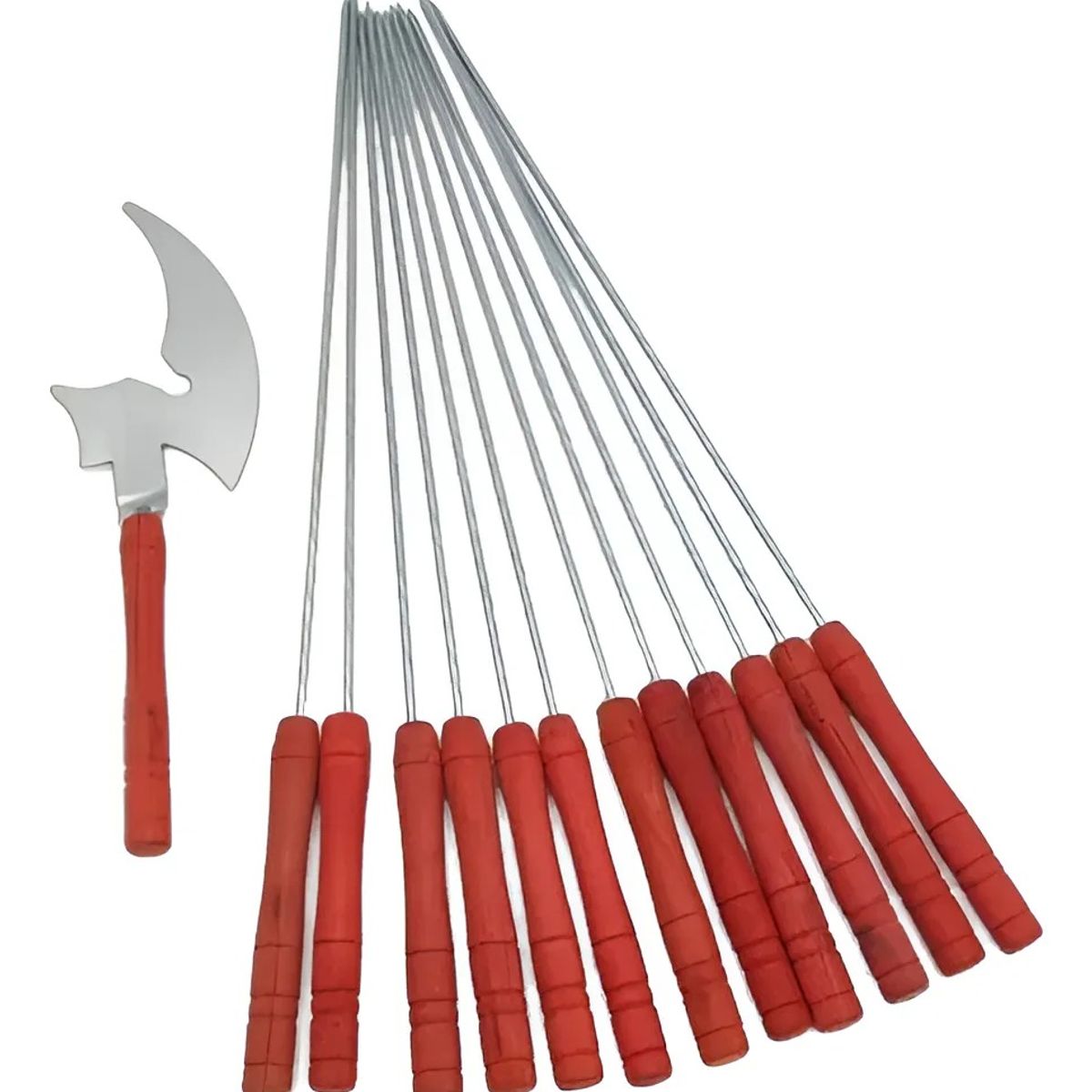 NO LOGO - 24 Fierritos Anticucho Brocheta Pincho Acero 32 Cm Asado