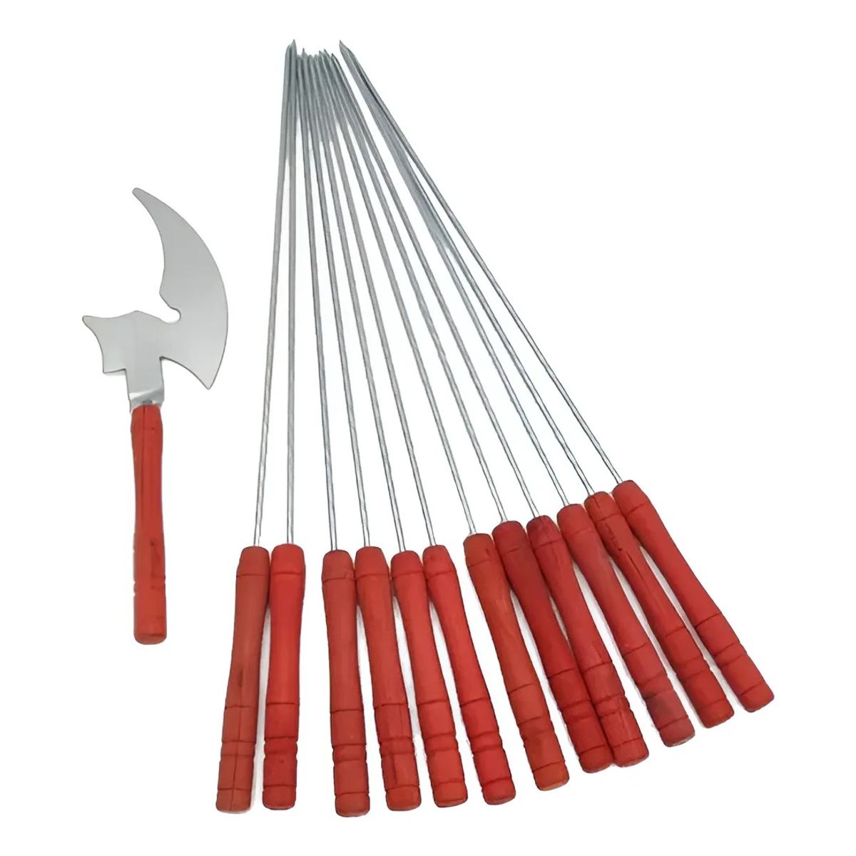 NO LOGO - 24 Fierritos Anticucho Brocheta Pincho Acero 32 Cm Asado