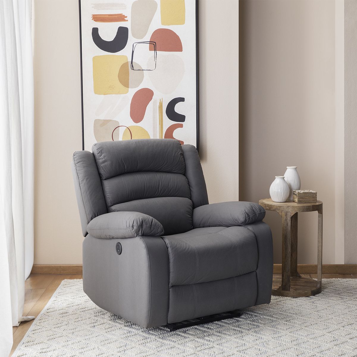 DANIELS - Berger 1 Cuerpo Reclinable Eléctrico Moderno Gris New Praga 8041GRPW