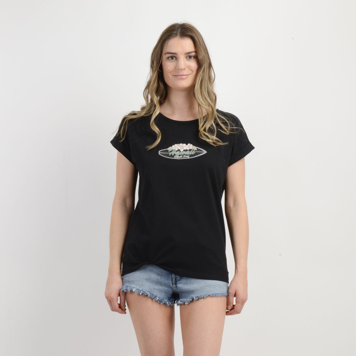 O'NEILL - POLERA MANGA CORTA BEACHY BLOOM II NEGRO