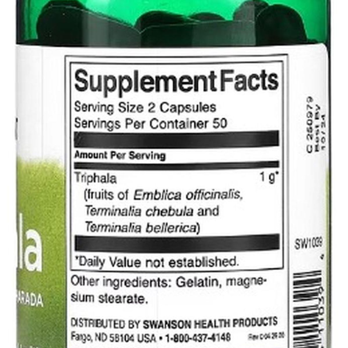 SWANSON - Triphala with Amla Behada & Harada Swanson 500 mg 100 Capsulas