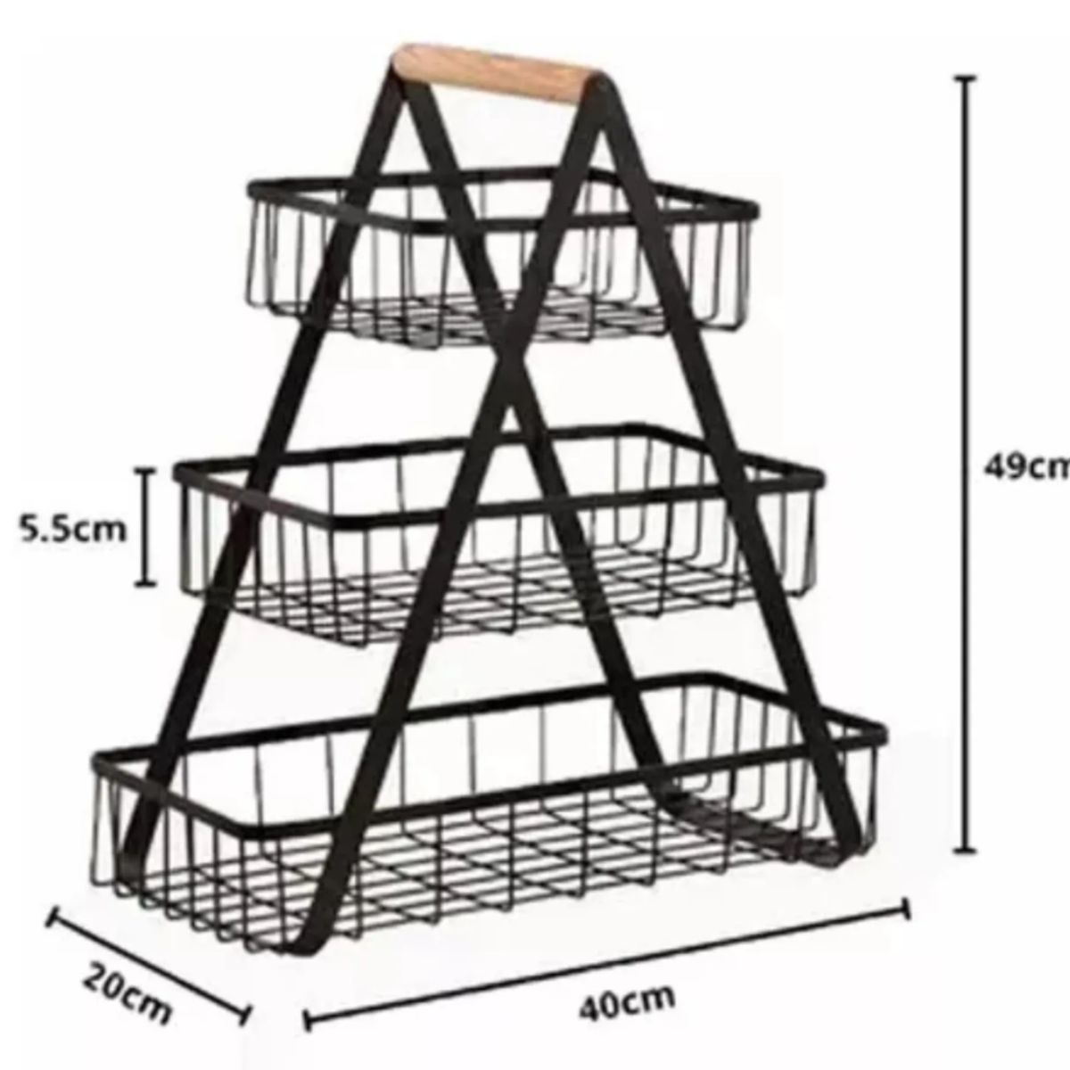 GENERICO - Cesta Metálica De 3 Niveles Para Frutas Vegetales Multiusos