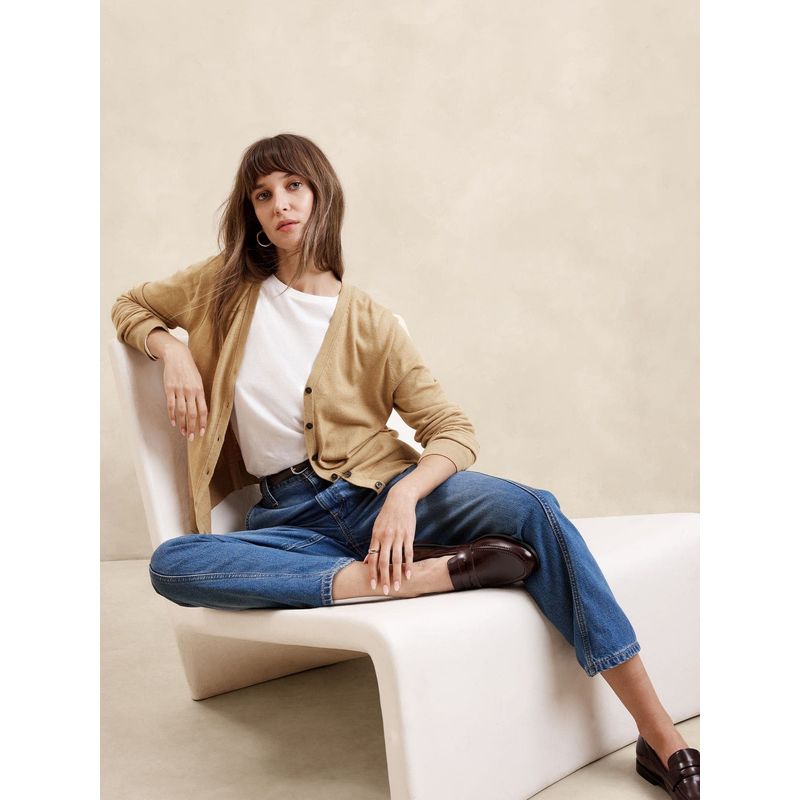 BANANA REPUBLIC - Sweater Mujer Forever V-Neck Cardigan Café Banana Republic