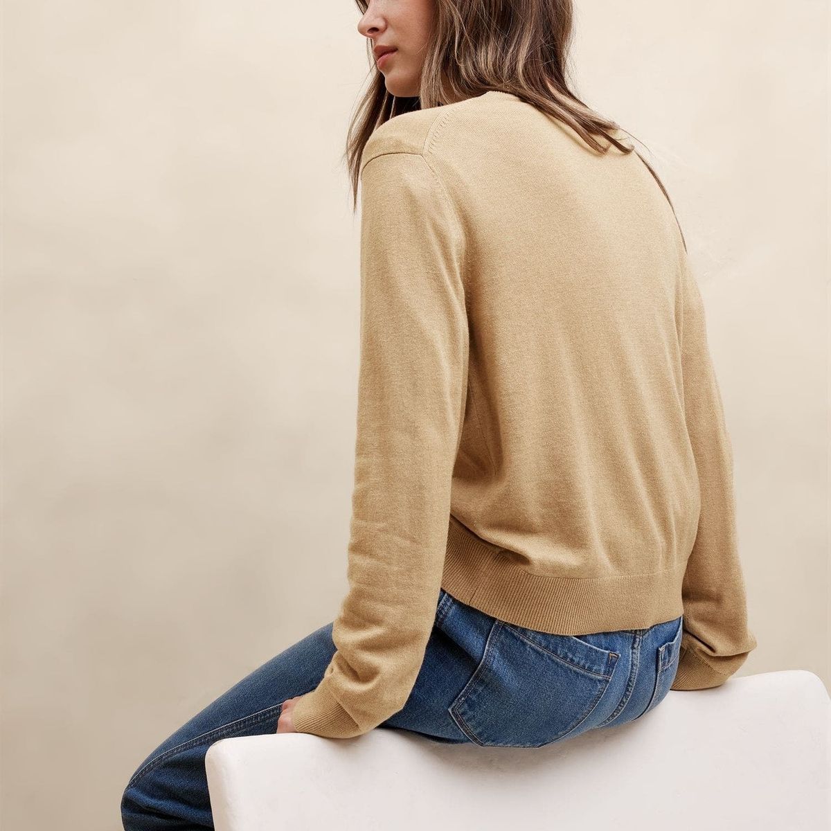 BANANA REPUBLIC - Sweater Mujer Forever V-Neck Cardigan Café Banana Republic