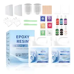 GENERICO - Kit Iniciación Resina Epóxica Cristal 1 : 1 34 pcs 500 ml