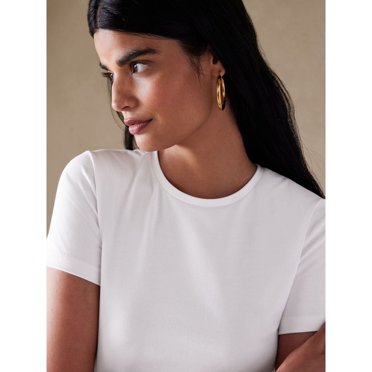 BANANA REPUBLIC - Polera Mujer Refined Shrunken Blanco Banana Republic