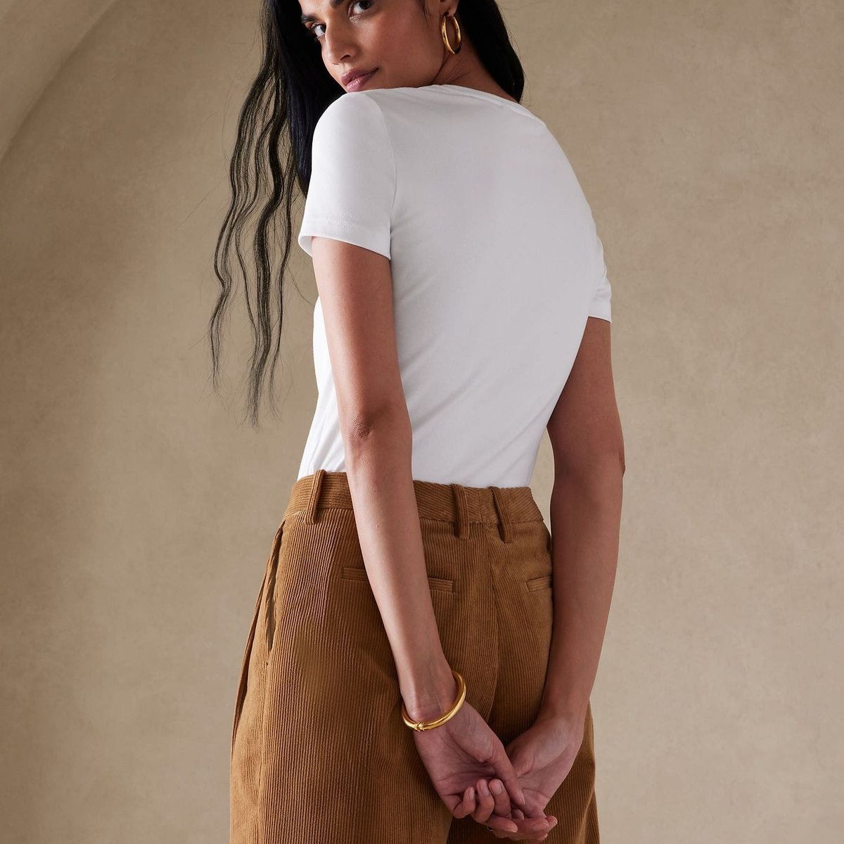 BANANA REPUBLIC - Polera Mujer Refined Shrunken Blanco Banana Republic