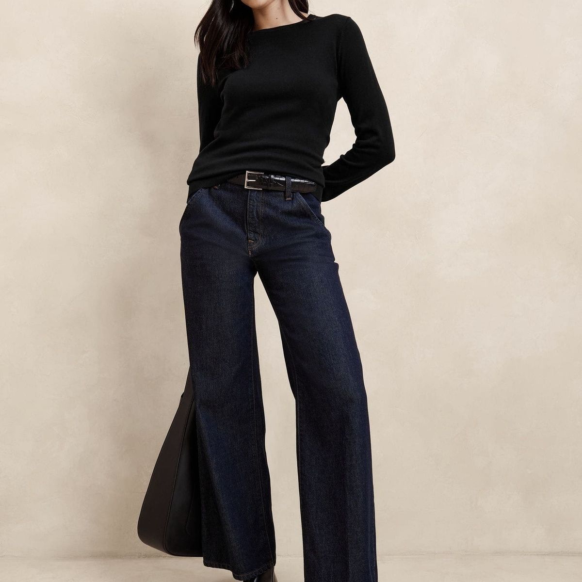 BANANA REPUBLIC - Sweater Mujer Forever Crew-Neck Negro Banana Republic