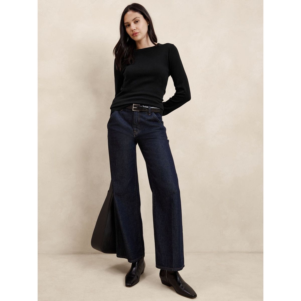 BANANA REPUBLIC - Sweater Mujer Forever Crew-Neck Negro Banana Republic