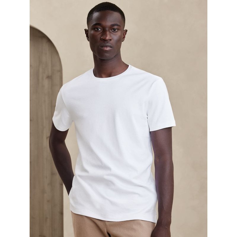 BANANA REPUBLIC - Polera Hombre Lux Touch Crew Blanco Banana Republic