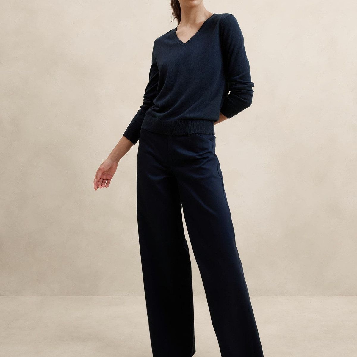 BANANA REPUBLIC - Sweater Mujer Forever V-Neck Gris Banana Republic