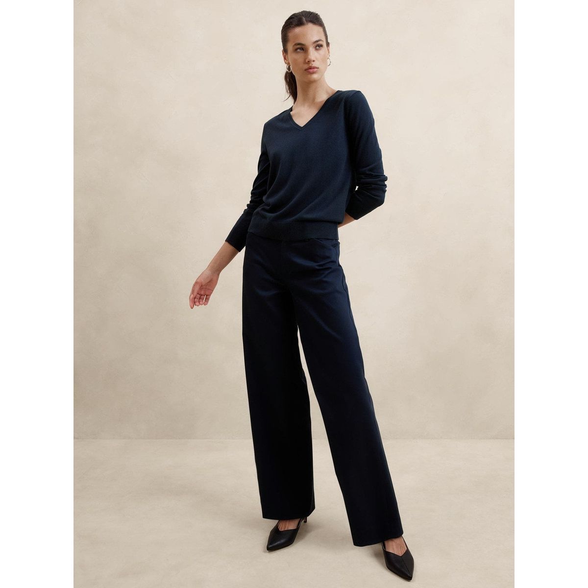 BANANA REPUBLIC - Sweater Mujer Forever V-Neck Gris Banana Republic